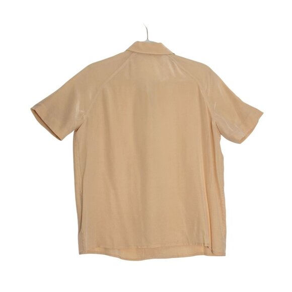 Everlane 100% Silk Short Sleeve Button Down Collared Blouse in Peach - Sz XS - Picture 2 of 4